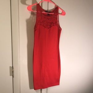 Forever 21 Red Bodycon Dress w/ lace Size M